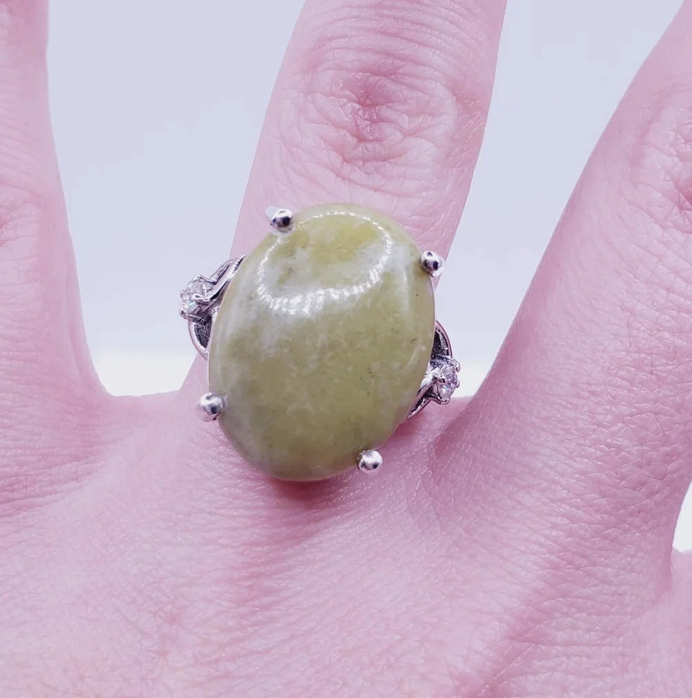 Connemara Marble & Moissanite Ring